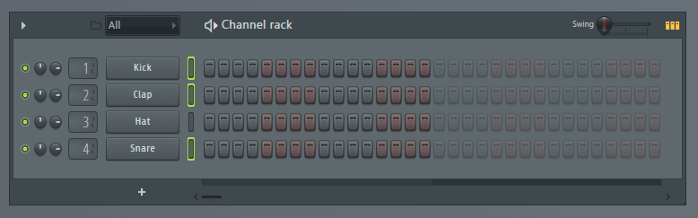 FL Studio select multiple channels in pattern view.