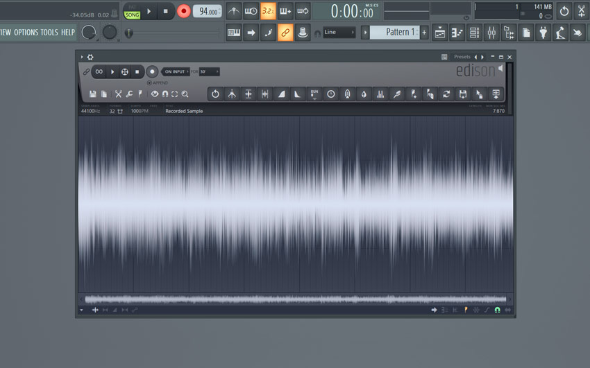 An recorded vinyl sample in FL Studio Edison